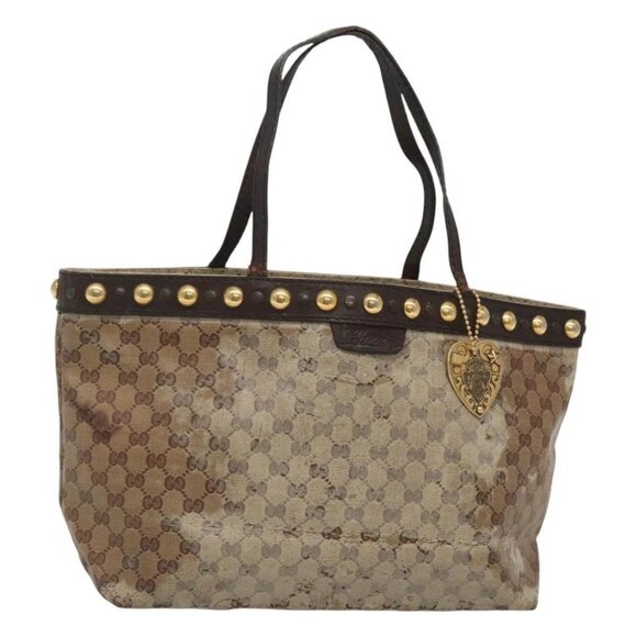GUCCI GG Crystal Tote Bag Beige 207291 Auth - Picture 1 of 16